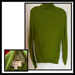 Isaac Mizrahi Vibrant Green 100% Cashmere Knit Turtleneck Sweater